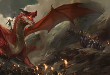 Artwork from the Dragonlance Book highlighting a Red Dragon force making their way into battle