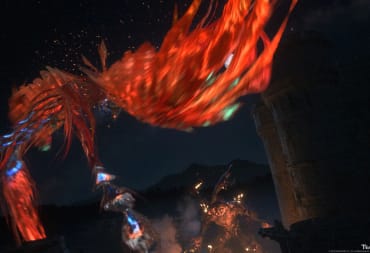 Ifrit and the Phoenix fighting in Final Fantasy XVI