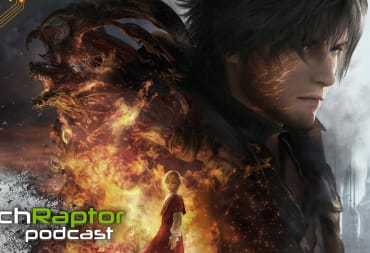Final Fantasy XVI Key Art with TechRaptor Podcast Logo overlaid