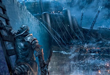 Artwork from the Battle of Helm's Deep from The Lord of The Rings: The Card Game The Two Towers expansion.