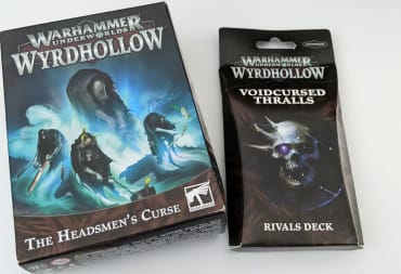The boxes for Warhammer Underworlds The Headsman's Curse and Voidcursed Thralls Rivals Deck